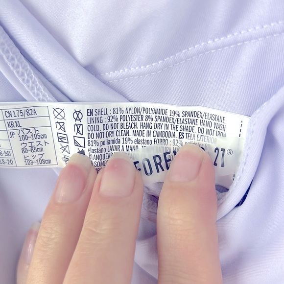 Forever 21 Swimsuit Womens Size XL One Piece Bandeau V Wire Neck Purple Preowned - Picture 5 of 6